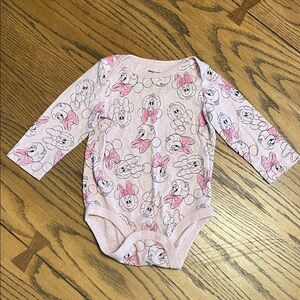 Disney Light Pink Minnie Mouse long sleeve onesie size 9 mo